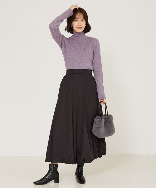 ストレッチリブハイネックプルオーバー/タートル/冬服（ニット