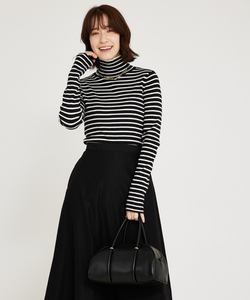 ストレッチリブハイネックプルオーバー/タートル/冬服（ニット