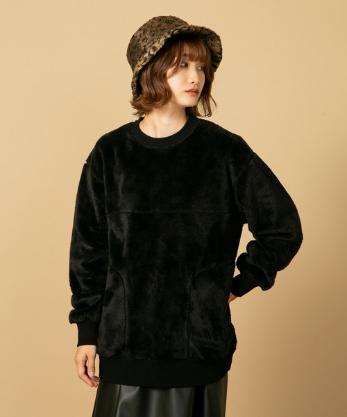 JEMORGAN（ジェーイーモーガン）の「【JEMORGAN/ジェイイーモーガン】ボアボンディング　ビッグシルエット　トレーナー　スウェット（スウェット・メンズ・カーキ/ブラック/ダークブラウン・MEDIUM/X-LARGE/LARGE）」の2枚目の写真