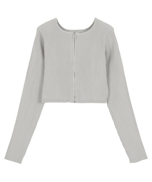 KOBE LETTUCE(コウベレタス)の「Wジップショート丈リブニットトップス(ニット/セーター・レディース・レッド/ホワイト系/ブルー/グレー/ブラック/オフホワイト/ミント/ピンク・M)」の20枚目の写真