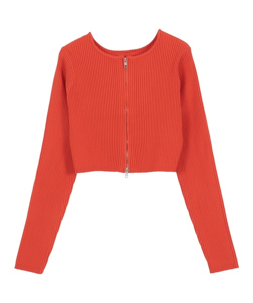 KOBE LETTUCE(コウベレタス)の「Wジップショート丈リブニットトップス(ニット/セーター・レディース・レッド/ホワイト系/ブルー/グレー/ブラック/オフホワイト/ミント/ピンク・M)」の22枚目の写真