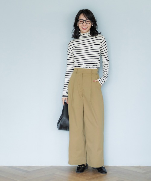 coca（coca）（コカ）の「スーパーワイドタックチノパンツ（チノパンツ・レディース・ブラック/ベージュ・M/L）」の3枚目の写真