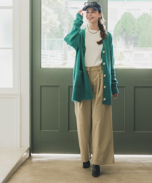 coca（coca）（コカ）の「スーパーワイドタックチノパンツ（チノパンツ・レディース・ブラック/ベージュ・M/L）」の6枚目の写真