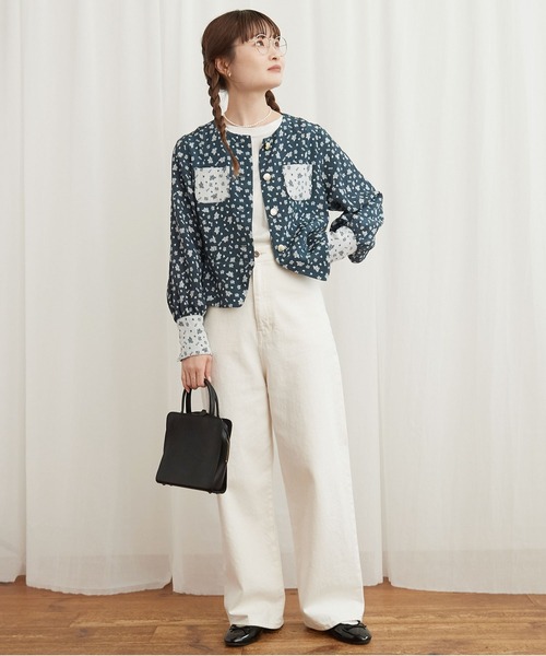 fig Ｌondon（フィグロンドン）の「●ROSE jacket（ノーカラージャケット・レディース・ブルー/ブラック・FREE）」の7枚目の写真