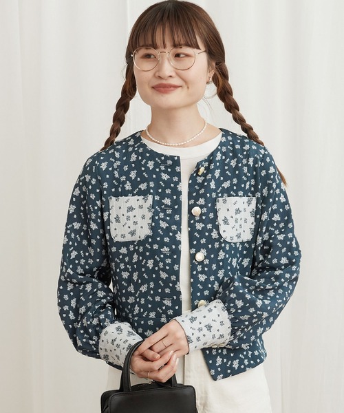 fig Ｌondon（フィグロンドン）の「●ROSE jacket（ノーカラージャケット・レディース・ブルー/ブラック・FREE）」の12枚目の写真