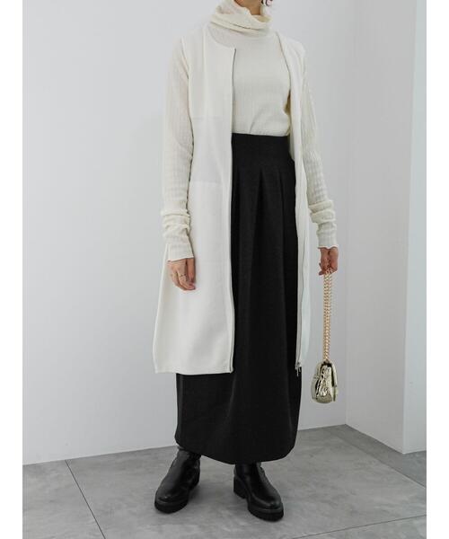 Te chichi（テチチ）の「コクーンロングスカート（スカート・レディース・ラベンダー/ブラック/オフホワイト・M/S）」の9枚目の写真