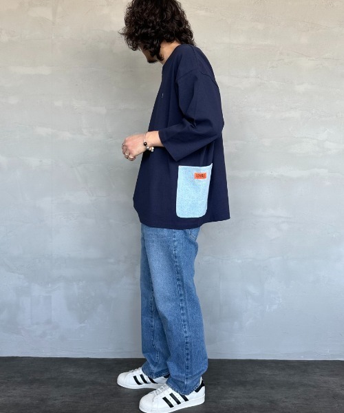 [UNIVERSALOVERALL/ユニバーサルオーバーオール]別注7分袖カバーオールTシャツ