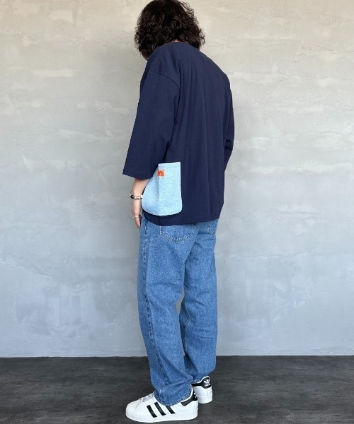 [UNIVERSALOVERALL/ユニバーサルオーバーオール]別注7分袖カバーオールTシャツ