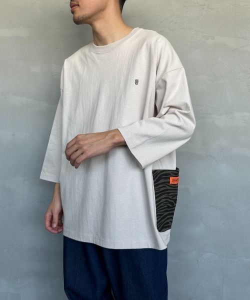 UNIVERSAL OVERALL（ユニバーサルオーバーオール）の「[UNIVERSAL OVERALL/ユニバーサルオーバーオール] 別注 7分袖カバーオールTシャツ（Tシャツ/カットソー・レディース・ネイビー/グレイッシュベージュ/オートミール/ブラック/ホワイト・S/M/L）」の18枚目の写真