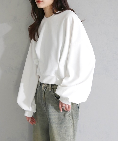 cheriella(シェリエラ)の「【cheriella】WEB限定カットジョーゼットウエストタックショートトップス(完売)(Tシャツ/カットソー・レディース・オフホワイト/ブラック/ライトグレー/ライトブルー・M)」の1枚目の写真