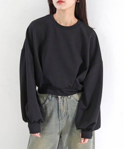 cheriella(シェリエラ)の「【cheriella】WEB限定カットジョーゼットウエストタックショートトップス(完売)(Tシャツ/カットソー・レディース・オフホワイト/ブラック/ライトグレー/ライトブルー・M)」の2枚目の写真