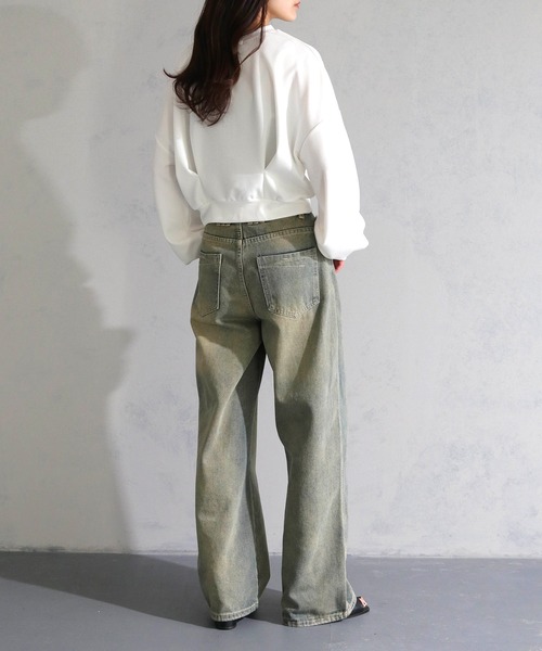 cheriella(シェリエラ)の「【cheriella】WEB限定カットジョーゼットウエストタックショートトップス(完売)(Tシャツ/カットソー・レディース・オフホワイト/ブラック/ライトグレー/ライトブルー・M)」の13枚目の写真