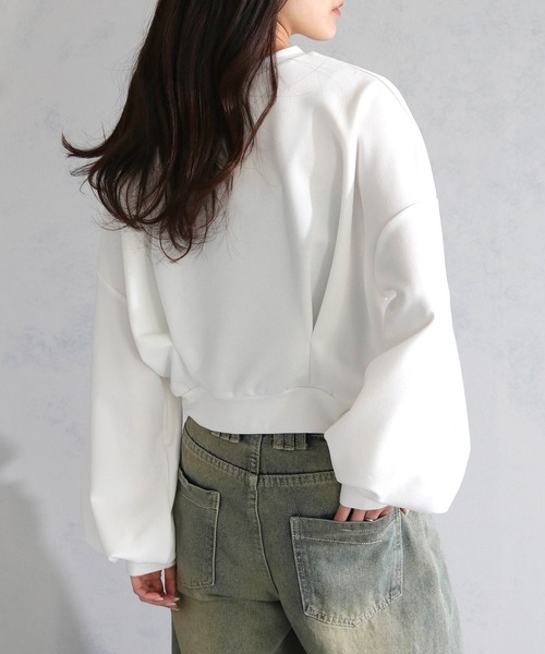 cheriella(シェリエラ)の「【cheriella】WEB限定カットジョーゼットウエストタックショートトップス(完売)(Tシャツ/カットソー・レディース・オフホワイト/ブラック/ライトグレー/ライトブルー・M)」の11枚目の写真