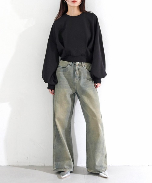 cheriella(シェリエラ)の「【cheriella】WEB限定カットジョーゼットウエストタックショートトップス(完売)(Tシャツ/カットソー・レディース・オフホワイト/ブラック/ライトグレー/ライトブルー・M)」の18枚目の写真