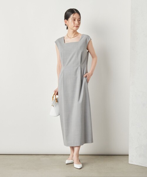 NOLLEY’S Sophi（ノーリーズソフィ）の「《セットアップ対応》ウォッシャブルトロスクエアネックワンピース（ワンピース・レディース・ライトグレー/ブラック・38/36）」の10枚目の写真