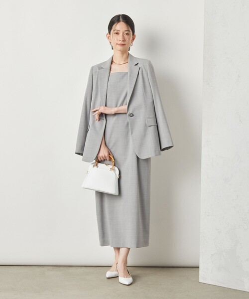 NOLLEY’S Sophi（ノーリーズソフィ）の「《セットアップ対応》ウォッシャブルトロスクエアネックワンピース（ワンピース・レディース・ライトグレー/ブラック・38/36）」の9枚目の写真