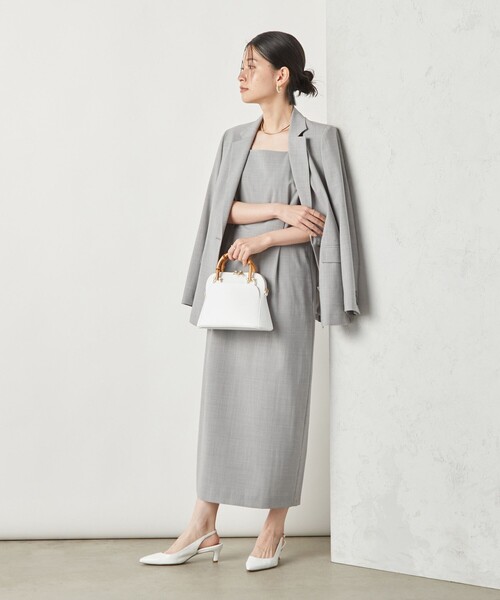 NOLLEY’S Sophi（ノーリーズソフィ）の「《セットアップ対応》ウォッシャブルトロスクエアネックワンピース（ワンピース・レディース・ライトグレー/ブラック・38/36）」の18枚目の写真