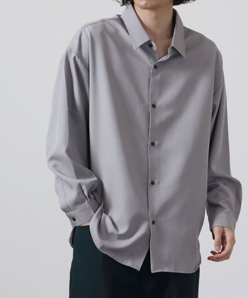 CIAO(チャオ)の「ciao とろみ ルーズシルエット 長袖 ボリュームスリーブ レギュラーカラーシャツ(シャツ/ブラウス・メンズ・グリーン/パープル/ブルー/ブラック/グレー/ホワイト/チャコール/マスタード/ベージュ・M/L)」の20枚目の写真