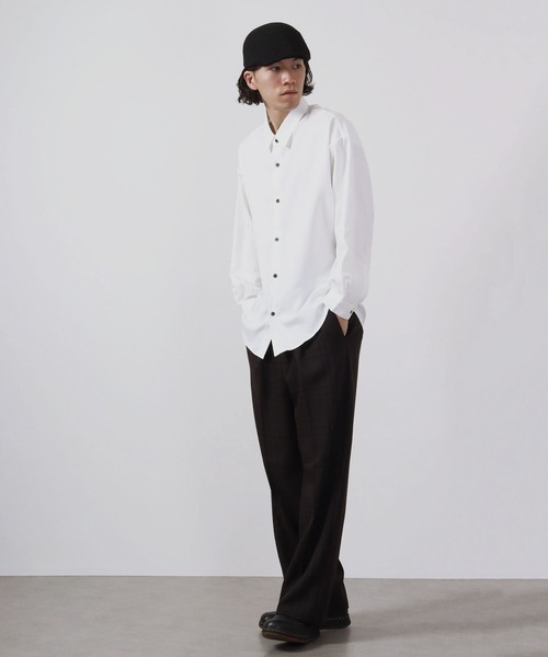 CIAO(チャオ)の「ciao とろみ ルーズシルエット 長袖 ボリュームスリーブ レギュラーカラーシャツ(シャツ/ブラウス・メンズ・グリーン/パープル/ブルー/ブラック/グレー/ホワイト/チャコール/マスタード/ベージュ・M/L)」の17枚目の写真