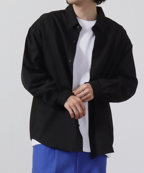 CIAO(チャオ)の「ciao とろみ ルーズシルエット 長袖 ボリュームスリーブ レギュラーカラーシャツ(シャツ/ブラウス・メンズ・グリーン/パープル/ブルー/ブラック/グレー/ホワイト/チャコール/マスタード/ベージュ・M/L)」の18枚目の写真