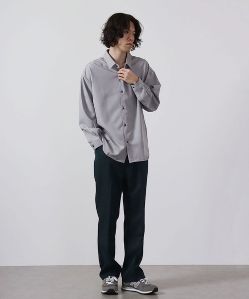 CIAO(チャオ)の「ciao とろみ ルーズシルエット 長袖 ボリュームスリーブ レギュラーカラーシャツ(シャツ/ブラウス・メンズ・グリーン/パープル/ブルー/ブラック/グレー/ホワイト/チャコール/マスタード/ベージュ・M/L)」の21枚目の写真