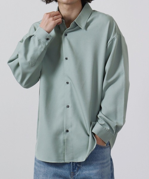 CIAO(チャオ)の「ciao とろみ ルーズシルエット 長袖 ボリュームスリーブ レギュラーカラーシャツ(シャツ/ブラウス・メンズ・グリーン/パープル/ブルー/ブラック/グレー/ホワイト/チャコール/マスタード/ベージュ・M/L)」の22枚目の写真