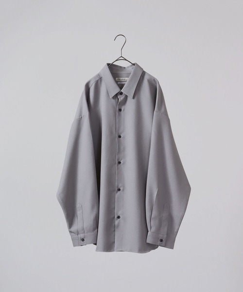 CIAO(チャオ)の「ciao とろみ ルーズシルエット 長袖 ボリュームスリーブ レギュラーカラーシャツ(シャツ/ブラウス・メンズ・グリーン/パープル/ブルー/ブラック/グレー/ホワイト/チャコール/マスタード/ベージュ・M/L)」の12枚目の写真