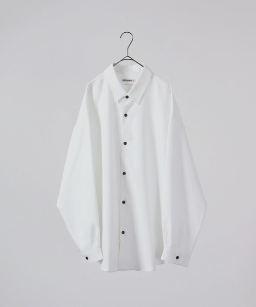 CIAO(チャオ)の「ciao とろみ ルーズシルエット 長袖 ボリュームスリーブ レギュラーカラーシャツ(シャツ/ブラウス・メンズ・グリーン/パープル/ブルー/ブラック/グレー/ホワイト/チャコール/マスタード/ベージュ・M/L)」の10枚目の写真