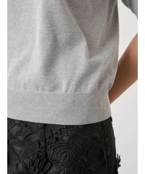 STONE  スナイデルニット グレー M SNIDEL（スナイデル）の「モチーフラインストーンハーフスリーブプル