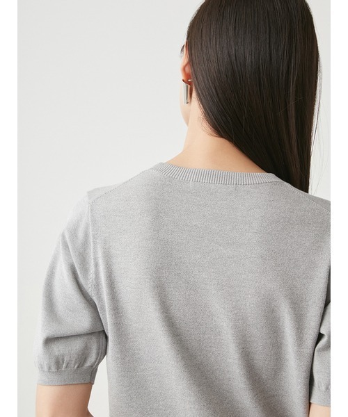 STONE  スナイデルニット グレー M SNIDEL（スナイデル）の「モチーフラインストーンハーフスリーブプル