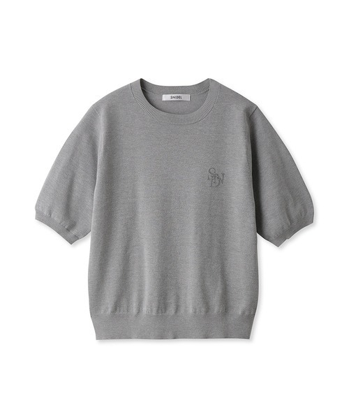 STONE  スナイデルニット グレー M SNIDEL（スナイデル）の「モチーフラインストーンハーフスリーブプル
