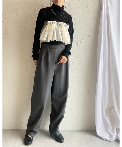 She's Closet（シーズクローゼット）の「ボリュームチュール付けフリル/つけ襟/ビスチェ【マルチウェイ】（付け襟・レディース・アイボリー/ブラック・FREE）」の8枚目の写真