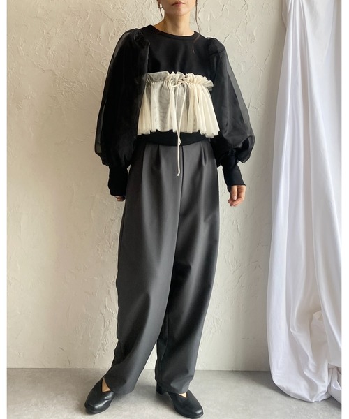 She's Closet（シーズクローゼット）の「ボリュームチュール付けフリル/つけ襟/ビスチェ【マルチウェイ】（付け襟・レディース・アイボリー/ブラック・FREE）」の10枚目の写真