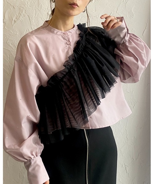 She's Closet（シーズクローゼット）の「ボリュームチュール付けフリル/つけ襟/ビスチェ【マルチウェイ】（付け襟・レディース・アイボリー/ブラック・FREE）」の12枚目の写真