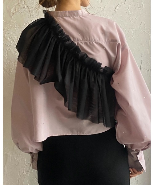 She's Closet（シーズクローゼット）の「ボリュームチュール付けフリル/つけ襟/ビスチェ【マルチウェイ】（付け襟・レディース・アイボリー/ブラック・FREE）」の13枚目の写真