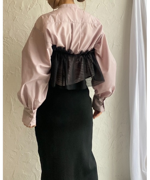 She's Closet（シーズクローゼット）の「ボリュームチュール付けフリル/つけ襟/ビスチェ【マルチウェイ】（付け襟・レディース・アイボリー/ブラック・FREE）」の16枚目の写真