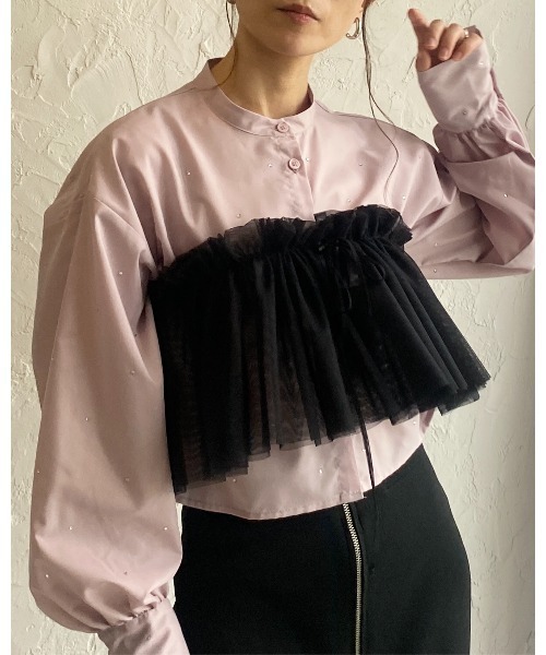 She's Closet（シーズクローゼット）の「ボリュームチュール付けフリル/つけ襟/ビスチェ【マルチウェイ】（付け襟・レディース・アイボリー/ブラック・FREE）」の17枚目の写真