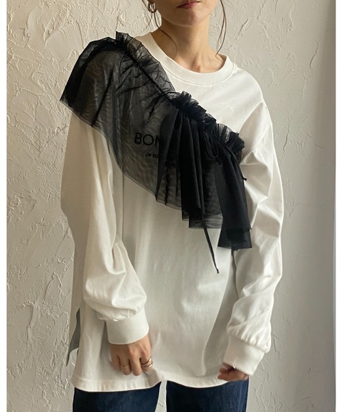 She's Closet（シーズクローゼット）の「ボリュームチュール付けフリル/つけ襟/ビスチェ【マルチウェイ】（付け襟・レディース・アイボリー/ブラック・FREE）」の19枚目の写真