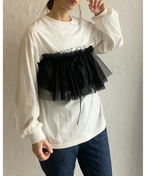 She's Closet（シーズクローゼット）の「ボリュームチュール付けフリル/つけ襟/ビスチェ【マルチウェイ】（付け襟・レディース・アイボリー/ブラック・FREE）」の20枚目の写真