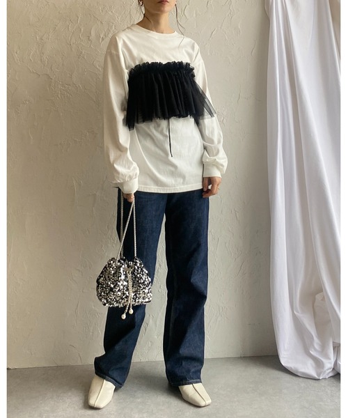 She's Closet（シーズクローゼット）の「ボリュームチュール付けフリル/つけ襟/ビスチェ【マルチウェイ】（付け襟・レディース・アイボリー/ブラック・FREE）」の21枚目の写真