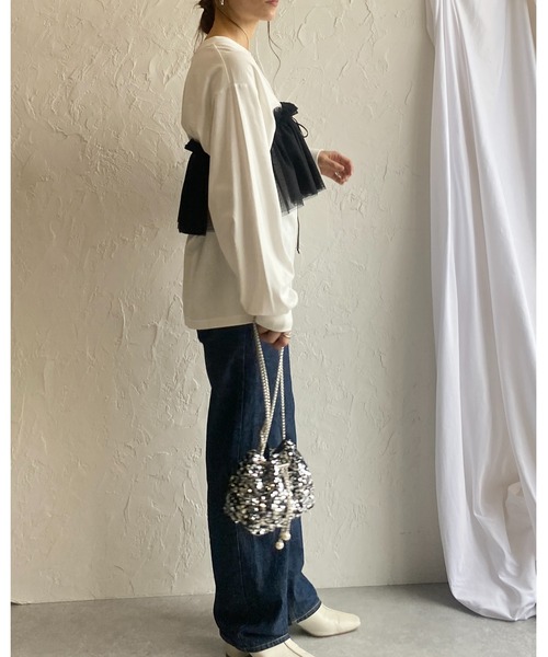 She's Closet（シーズクローゼット）の「ボリュームチュール付けフリル/つけ襟/ビスチェ【マルチウェイ】（付け襟・レディース・アイボリー/ブラック・FREE）」の22枚目の写真