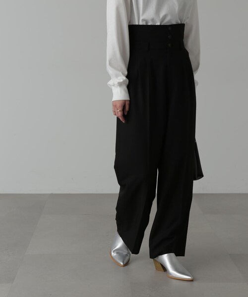 FREE'S MART（フリーズマート）の「◆２ＷＡＹベルト折り返しワイドパンツ（スラックス・レディース・グレー/ベージュ/ブラック・SMALL/MEDIUM）」の5枚目の写真