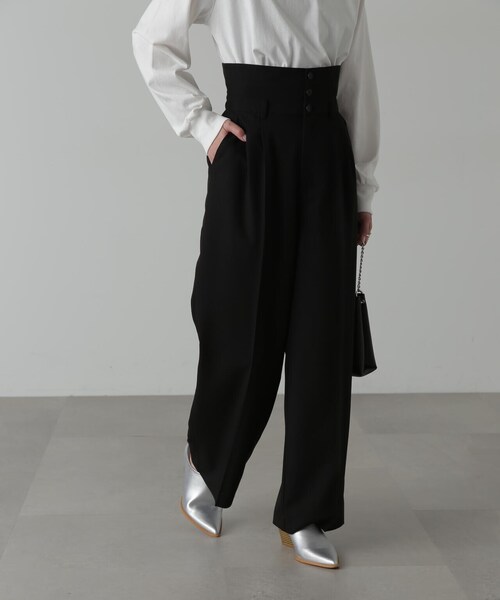 FREE'S MART（フリーズマート）の「◆２ＷＡＹベルト折り返しワイドパンツ（スラックス・レディース・グレー/ベージュ/ブラック・SMALL/MEDIUM）」の9枚目の写真