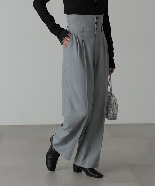 FREE'S MART（フリーズマート）の「◆２ＷＡＹベルト折り返しワイドパンツ（スラックス・レディース・グレー/ベージュ/ブラック・SMALL/MEDIUM）」の12枚目の写真