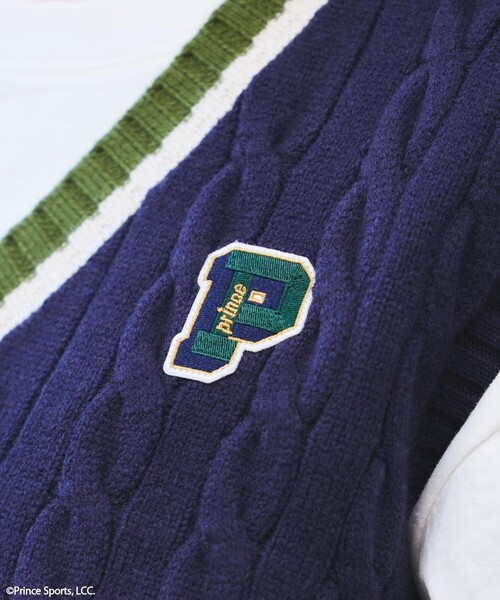 FREAK'S STORE（フリークスストア）の「prince/プリンス prince ミニケーブル Vネックベスト（ベスト・レディース・オフホワイト/グリーン/ネイビー・ﾌﾘ-）」の11枚目の写真