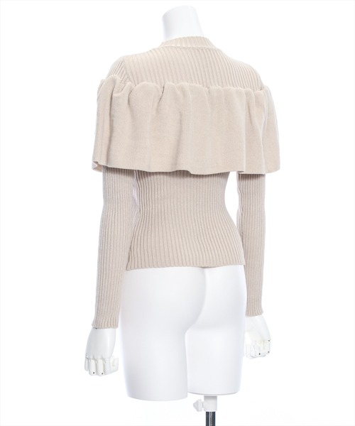 clear（クリア）の「ギャザーケープニットトップス［大人 フェミニン 春ニット］≪再入荷≫（ニット/セーター・レディース・オフホワイト/ベージュ/ブラック・F）」の6枚目の写真