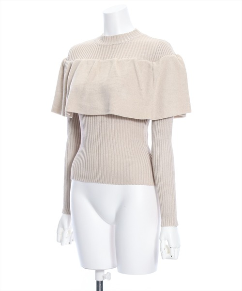 clear（クリア）の「ギャザーケープニットトップス［大人 フェミニン 春ニット］≪再入荷≫（ニット/セーター・レディース・オフホワイト/ベージュ/ブラック・F）」の4枚目の写真