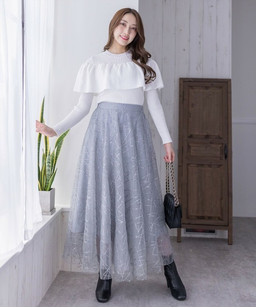 clear（クリア）の「ギャザーケープニットトップス［大人 フェミニン