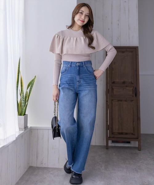 clear（クリア）の「ギャザーケープニットトップス［大人 フェミニン 春ニット］≪再入荷≫（ニット/セーター・レディース・オフホワイト/ベージュ/ブラック・F）」の13枚目の写真