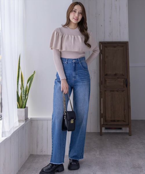 clear（クリア）の「ギャザーケープニットトップス［大人 フェミニン 春ニット］≪再入荷≫（ニット/セーター・レディース・オフホワイト/ベージュ/ブラック・F）」の14枚目の写真